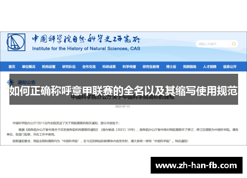 如何正确称呼意甲联赛的全名以及其缩写使用规范